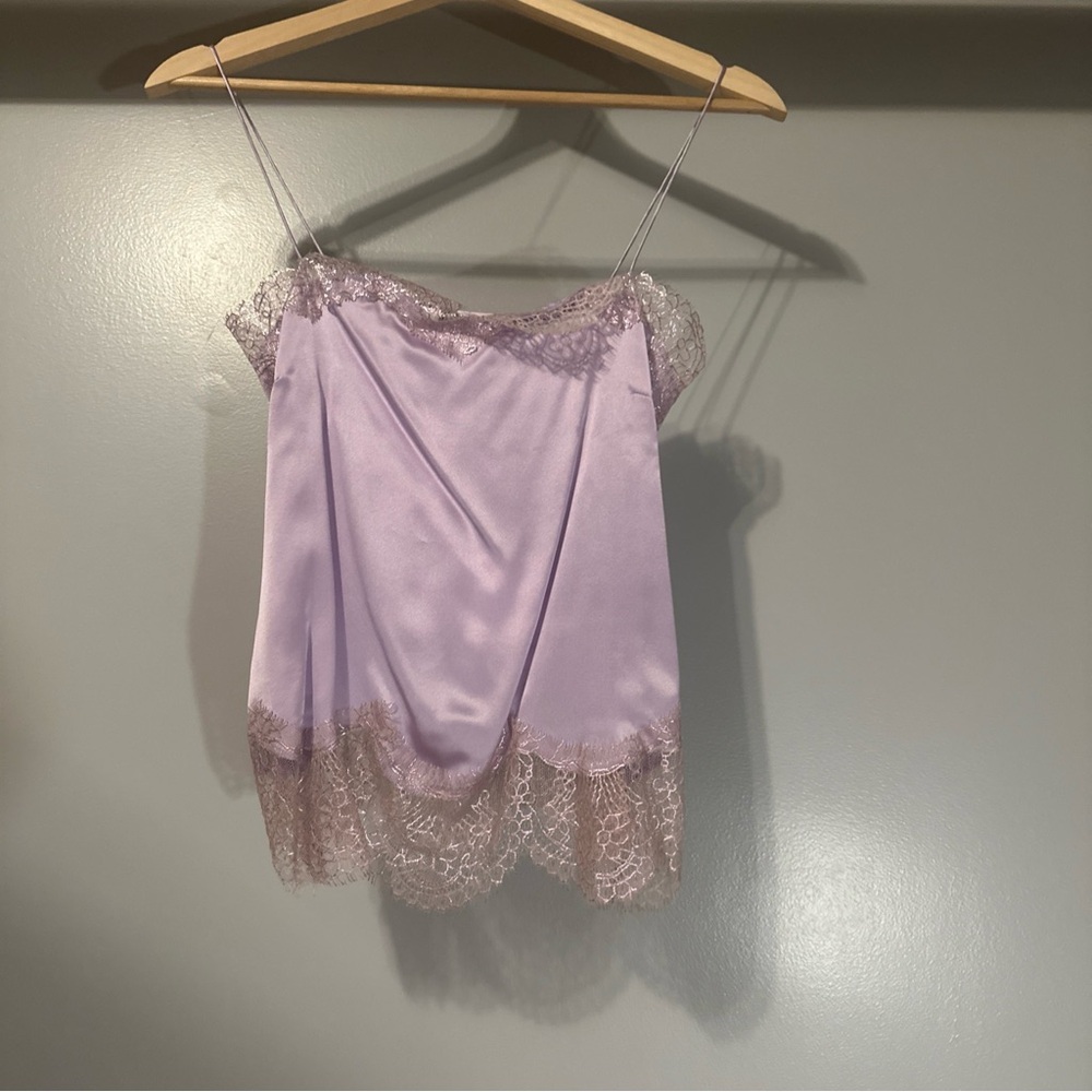 Brand New With Tags Anais Jourden Silk  Lavender Lace Trim Cami Top.